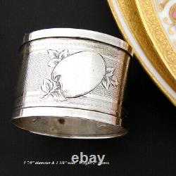 Antique French Sterling Silver Napkin Ring, Painter Palette Medallion Sans Monog