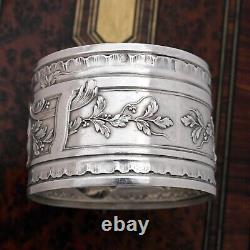 Antique French Sterling Silver Napkin Ring, Repousse, 47.6g