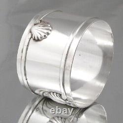Antique French Sterling Silver Napkin Ring Shell, Case, Olier & Caron, 1910-1934