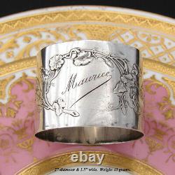 Antique French Sterling Silver Napkin Ring, Vines, Leaves & Floral, Maurice