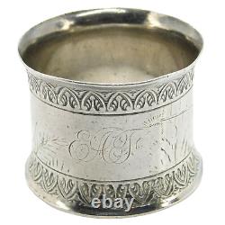 Antique Gorham 925 Sterling Silver Etched Fern Leaf Napkin Ring 1505 N
