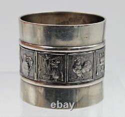 Antique Gorham Heavy Sterling Silver Nursery Rhymes Napkin Ring No Mono