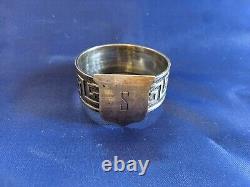 Antique Gorham L/A/G Sterling Silver Napkin Ring S initial on shield Etruscan