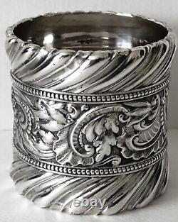 Antique Gorham c1860 Sterling Silver 2 Wide Heavy 3 oz Ornate Napkin Ring FRED