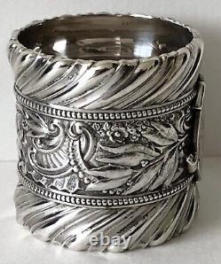 Antique Gorham c1860 Sterling Silver 2 Wide Heavy 3 oz Ornate Napkin Ring FRED