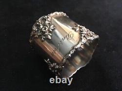 Antique Gorham sterling silver Rose Napkin Ring Barbara