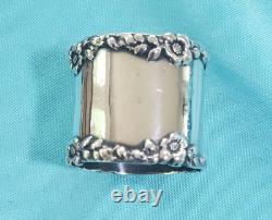 Antique Heavy Sterling Napkin Ring with Floral Edge Father April 5, 1906 #13019