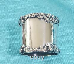 Antique Heavy Sterling Napkin Ring with Floral Edge Father April 5, 1906 #13019