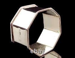 Antique Hexagonal sterling silver napkin ring, Monogrammed