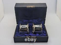 Antique Pair of English Sterling Silver Napkin Rings V1 V2 engraved, d. 1928