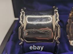 Antique Pair of English Sterling Silver Napkin Rings V1 V2 engraved, d. 1928