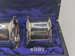 Antique Pair of English Sterling Silver Napkin Rings V1 V2 engraved, d. 1928