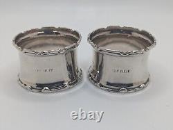 Antique Pair of English Sterling Silver Napkin Rings V1 V2 engraved, d. 1928