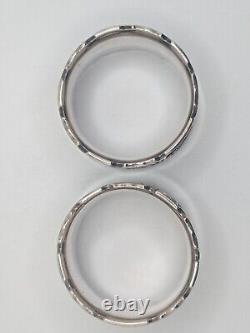 Antique Pair of English Sterling Silver Napkin Rings V1 V2 engraved, d. 1928