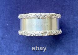 Antique Repousse Stieff Sterling Silver Floral Edged Napkin Ring
