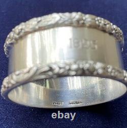Antique Repousse Stieff Sterling Silver Floral Edged Napkin Ring