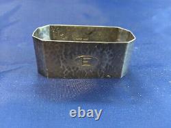 Antique Robert Mills Arts & Crafts Sterling Silver Napkin Ring E initial
