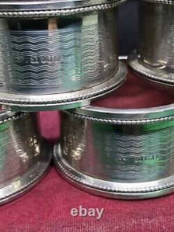 Antique Set Of 6 sterling solid silver napkin rings Birmingham 1925 Charles ET