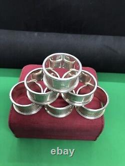 Antique Set Of 6 sterling solid silver napkin rings Birmingham 1925 Charles ET