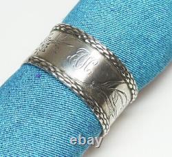 Antique Sterling Silver Napkin Ring Engraved Floral Monogrammed 37 Grams AS IS