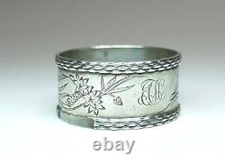 Antique Sterling Silver Napkin Ring Engraved Floral Monogrammed 37 Grams AS IS