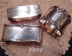 Antique Sterling Silver Napkin Ring Lot/3 Hallmarked Engraved 79.1g NOT Scrap