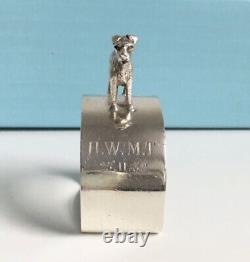 Antique  Sterling Silver Napkin Ring With Dog