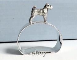 Antique Sterling Silver Napkin Ring with Dog Terrier