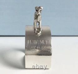 Antique Sterling Silver Napkin Ring with Dog Terrier