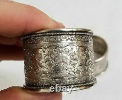 Antique Sterling Silver Persian Indian Engraved Napkin Rings