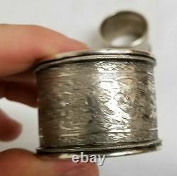 Antique Sterling Silver Persian Indian Engraved Napkin Rings
