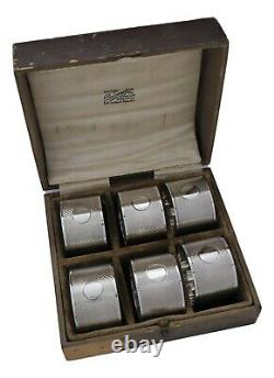 Antique Sterling Silver Set of 6 A Buckley Ltd NAPKIN Rings Boxed 1924