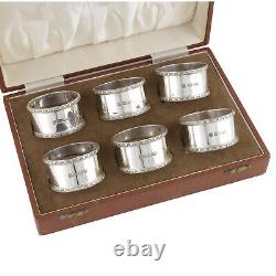 Antique Sterling Silver Set of 6 Cooper Brothers NAPKIN Rings Boxed 1959