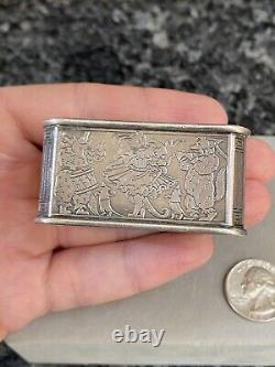 Antique William Kerr Sterling Silver Cats & Dogs Nursery Rhyme Napkin Ring