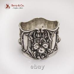 Art Nouveau Floral Double Wall Napkin Ring Sterling Silver
