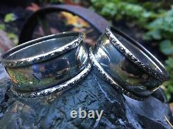 BIRKS 2 antique sterling silver napkin rings different monograms 1 3/4 diameter