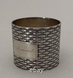 Beautiful Aesthetic Movement Sterling Basket Weave Napkin Ring C. 1880