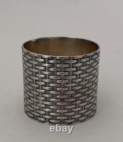 Beautiful Aesthetic Movement Sterling Basket Weave Napkin Ring C. 1880