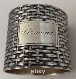 Beautiful Aesthetic Movement Sterling Basket Weave Napkin Ring C. 1880