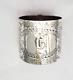 Beautiful Wide Sterling Silver Napkin Ring Engraved Design Monogram G #13014