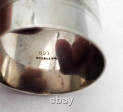 Beautiful Wide Sterling Silver Napkin Ring Engraved Design Monogram G #13014