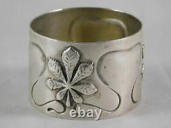 Big Art Nouveau French 950 Silver Napkin Ring Applied Leaves Sterling 54 grams
