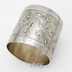 Bird Napkin Ring Buckle Form Wood Hughes Sterling Silver Mono EJT