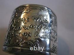 Blackinton Sterling Nursery Rhyme Napkin Ring Old Woman Who Rode a Broom with Cat