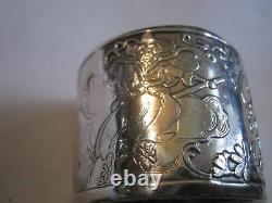 Blackinton Sterling Nursery Rhyme Napkin Ring Old Woman Who Rode a Broom with Cat