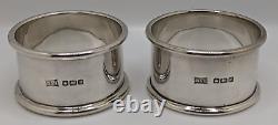 Boxed Pair of Antique Sterling Silver Napkin Rings H initial engraving d. 1916
