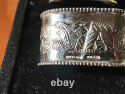 Boxed Set 6 Hallmarked Sterling Silver Elephant Napkin Rings Gift