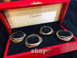 Cartier Sterling silver 925 Trinity Napkin Rings. Set of 4 engraved WithBox F/S