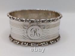 Cased Set of 6 Antique English Sterling Silver Napkin Rings R initial d. 1924