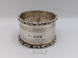 Cased Set of 6 Antique English Sterling Silver Napkin Rings R initial d. 1924